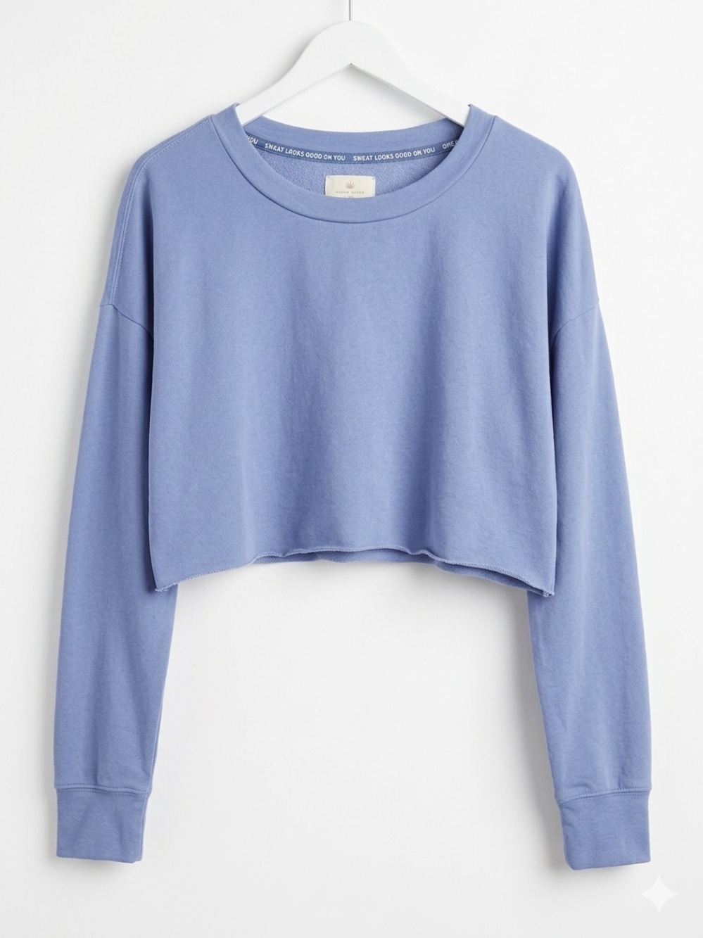 Sz l OFFLINE BY AERIE CROPPED RAW HEM OTT CREWNECK LONG SLEEVE FLEEVE